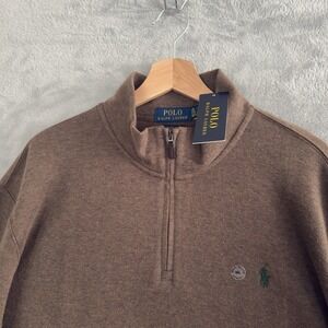 $125 Ralph Lauren Quarter Zip Pullover Men's Estate-Rib Brown Size XXLarge NWT
